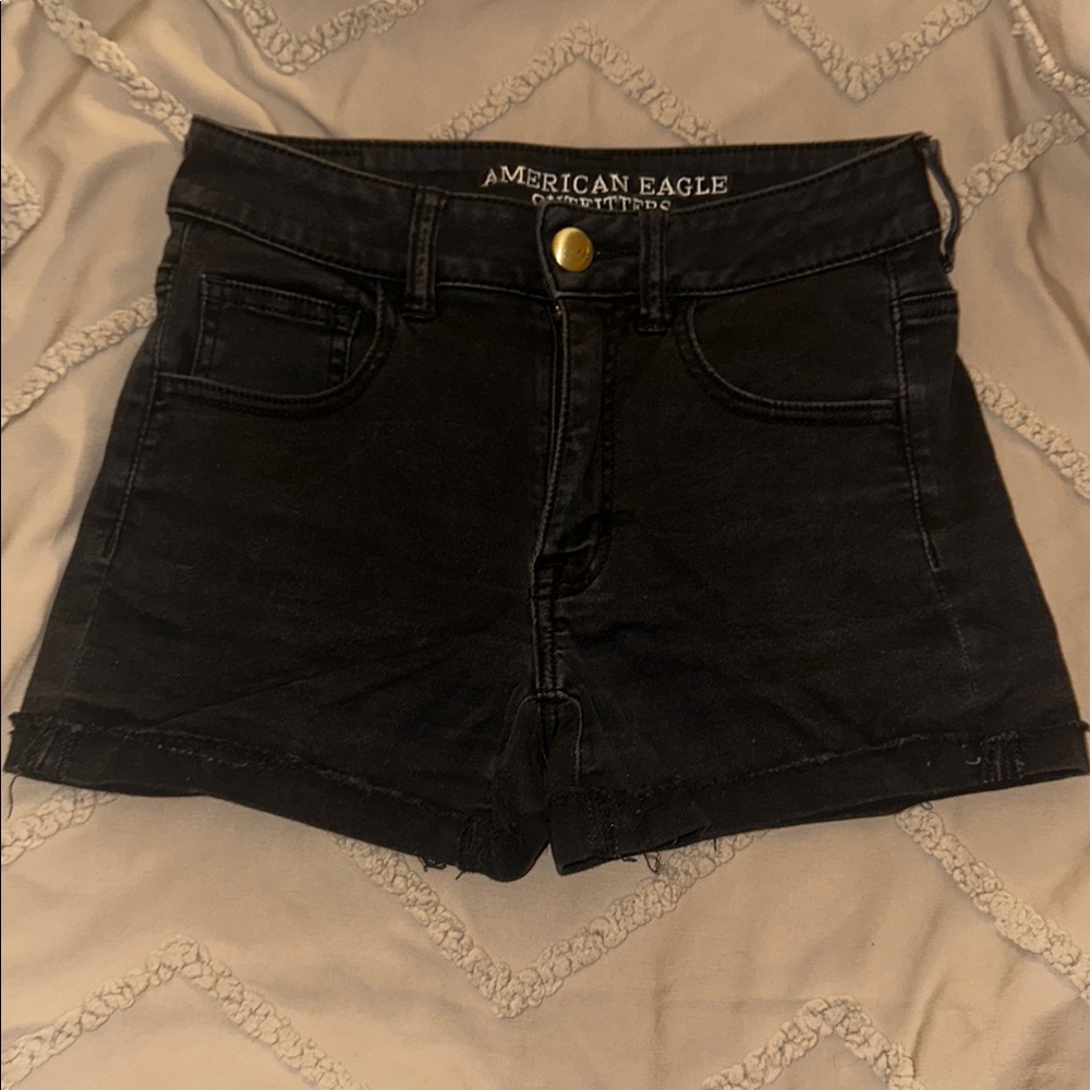 American Eagle black denim shorts